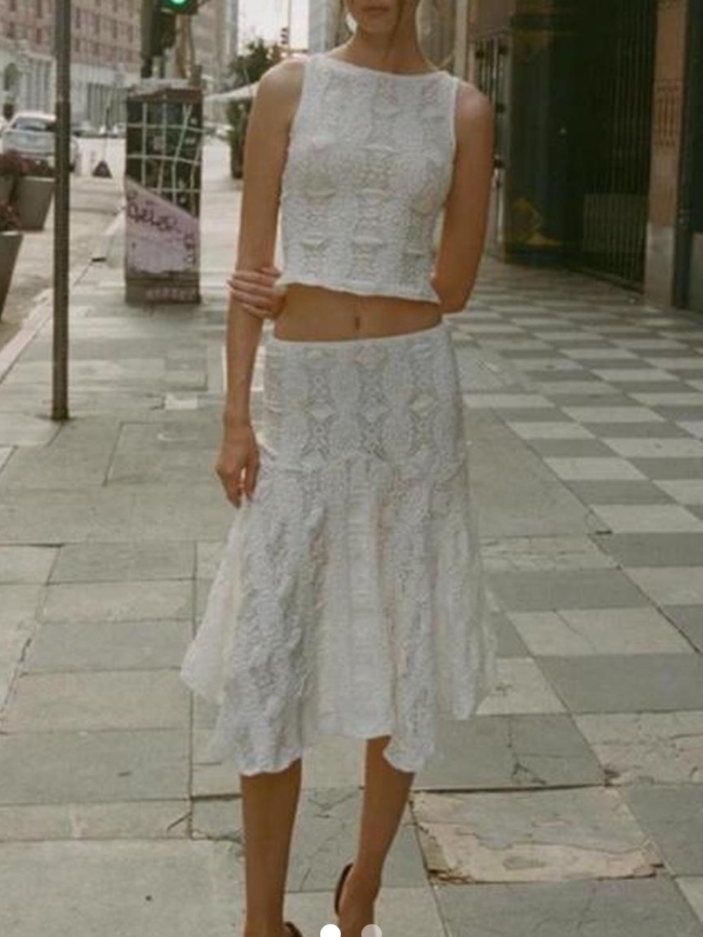 With Jean White Lace Midi Dress Set